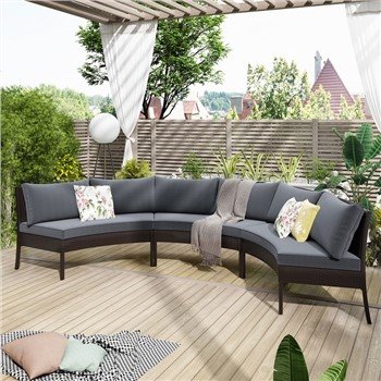6 vietų rotango kampinė sofa
